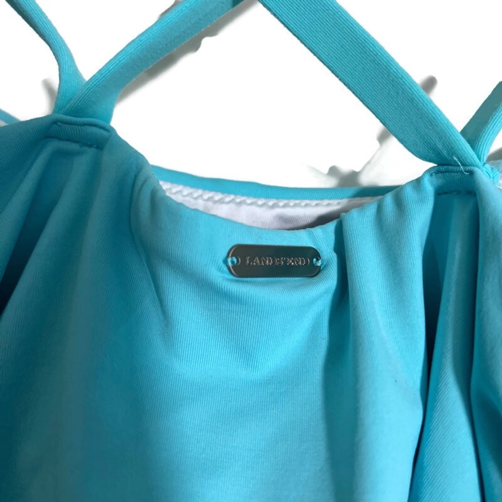 Lands’ End Blue Color Block Tiered Ruffle Tankini Size 18 - Picture 7 of 11